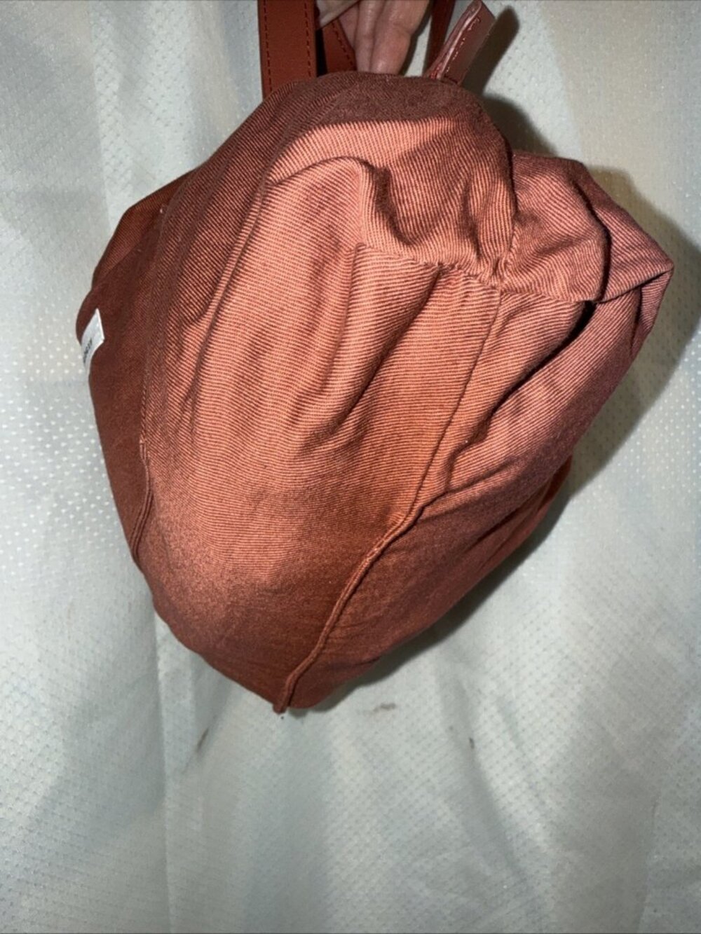 Anthropologie Shoulder Bag Lamb Leather Brown Rust Gathered Runched Gold Zipper - Picture 15 of 16